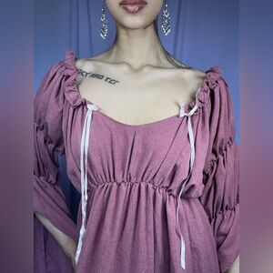 Leg Avenue Pink Renaissance Medieval Long Sleeve Maxi Dress Size L Flowy Fairy